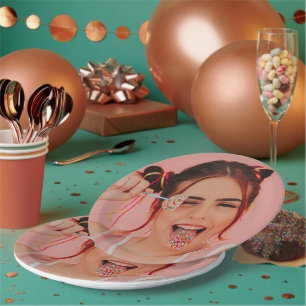 Personalised Face Photo Selfie Simple Modern Paper Plate