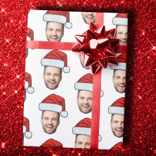 Personalised Face Photo Wrapping Paper, Santa Hat Paper