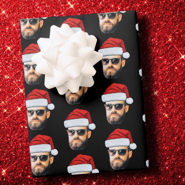 Personalised Face Santa Hat Gift Wrap, Funny Face Wrapping Paper Sheet (Creator Uploaded)