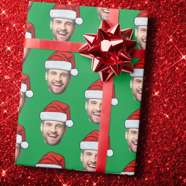 Personalised Face Santa Hat Gift Wrap Funny Heads (Creator Uploaded)