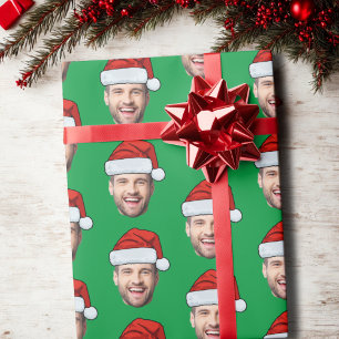 Personalised Face Santa Hat Gift Wrap Funny Heads