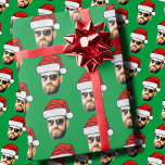 Personalised Face Santa Hat Gift Wrap Funny Heads<br><div class="desc">Personalised Face Santa Hat Gift Wrap, Replace the face with your favourite photo if you want (make sure to crop as much to the face as possible and use an app to remove the background) and personalise this funny Christmas Holiday Wrapping Paper with your kid, husband, or boyfriend on it!...</div>