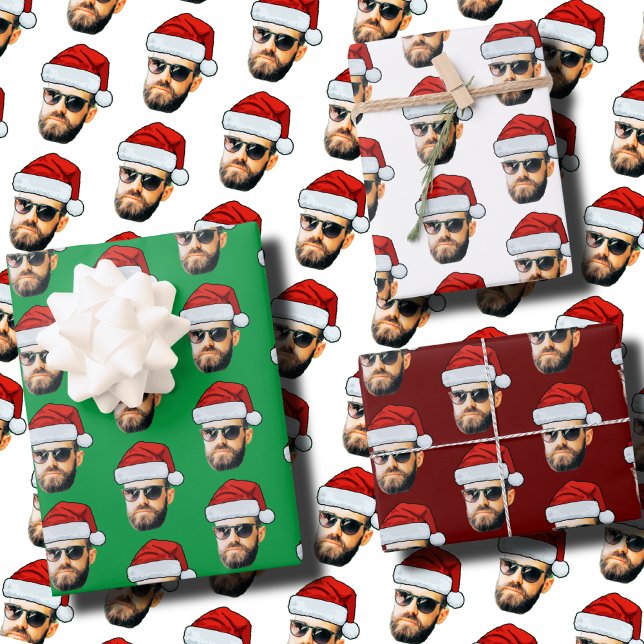 Personalised Face Santa Hat Gift Wrap Funny Heads (Creator Uploaded)