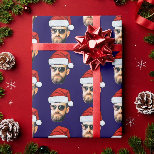 Personalised Face Santa Hat Photo Christmas Gift Wrapping Paper (Creator Uploaded)