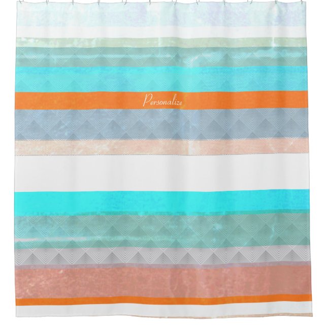 Personalised Faded & Weathered Stripes Shower Curtain (Front)
