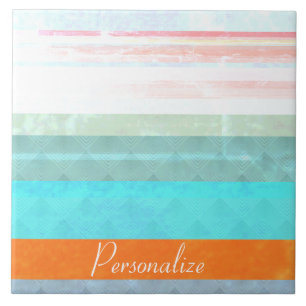 Personalised Faded & Weathered Stripes Tile