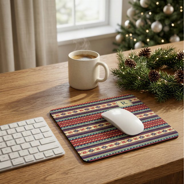 Personalised Fair Isle Christmas Mouse Pad Gift (Creator Uploaded)