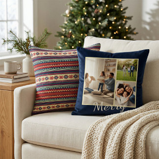 Personalised Fair Isle Christmas Photo Pillow
