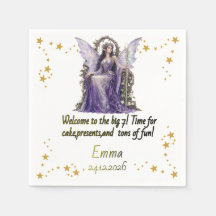 Personalised Fairy Angel 7th Birthday Party Napkin
