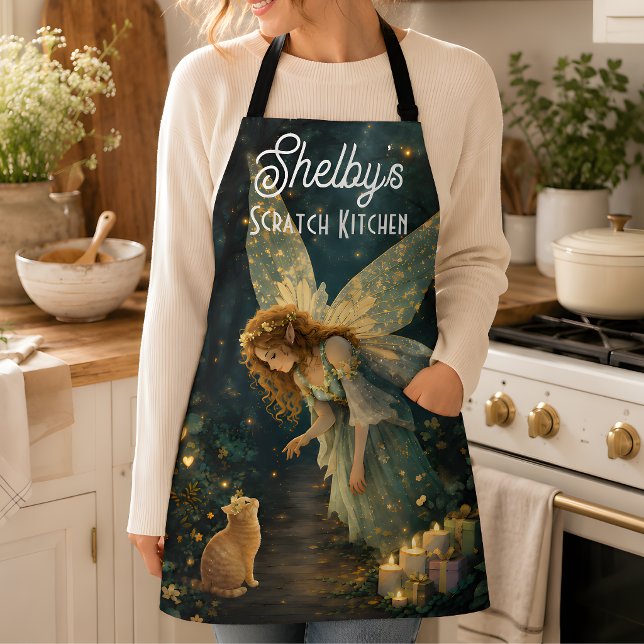 Personalised Fairy Cat Kitchen Apron (Personalized Fairy Cat Kitchen Apron)