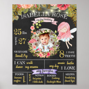 Personalised Fairy First Birthday Poster