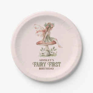Personalised Fairy First Pink 1st Birthday Party Paper Plate