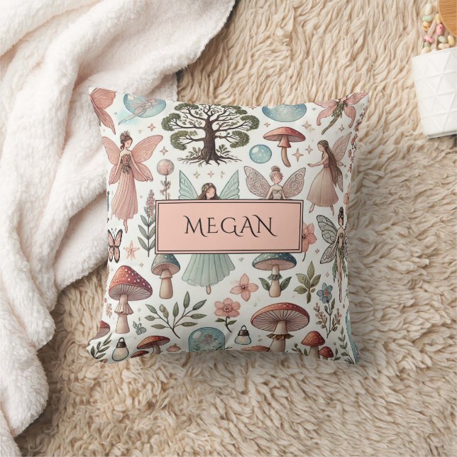 Personalised Fairy Girl's Throw Pillow (Blanket)