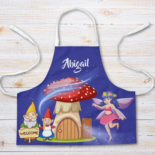 Personalised Fairy & Gnome Kids Apron | Indigo (Creator Uploaded)