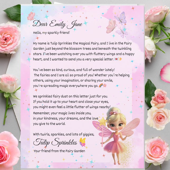 Personalised Fairy Letter for Girls – Custom Name (Personalized Fairy Letter for Girls – Custom Name, Magical Note from the Fairy Garden)