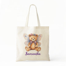 Personalised Fairy Winged Teddy Bear Tote Bag