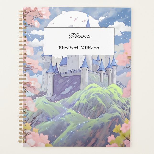 Personalised Fairytale Castle Pastel Watercolor  Planner (Front)