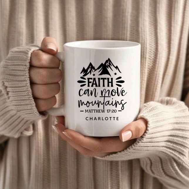 Personalised Faith Can Move Mountains Christian  Large Coffee Mug (Creator Uploaded)