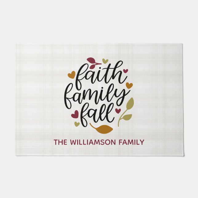 Personalised Faith Family Fall Decor Doormat (Front)