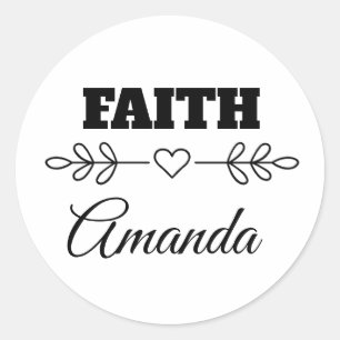 Personalised Faith Heart Christian Classic Round Sticker
