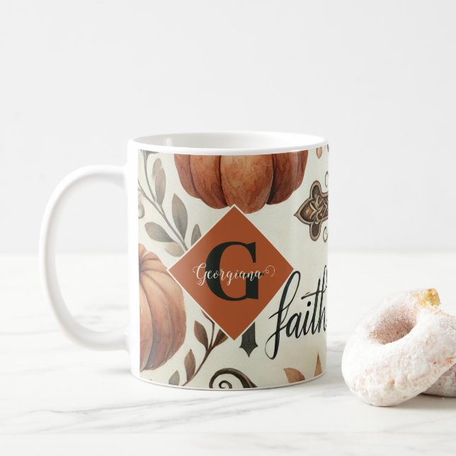 Personalised Faith & Hope Christian Halloween Coffee Mug (With Donut)