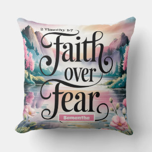 Personalised Faith Over Fear Christian Women Cushion