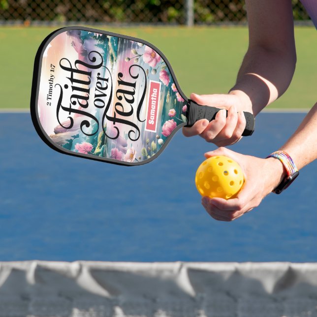  Personalised Faith Over Fear Christian Women Pickleball Paddle (Insitu)