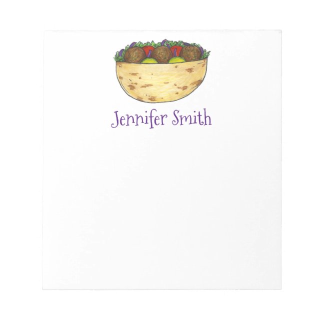 Personalised Falafel Pita Sandwich Foodie Notepad (Front)
