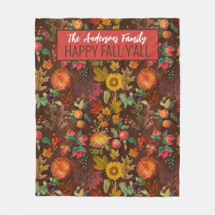 Personalised Fall Autumn Botanicals Fleece Blanket