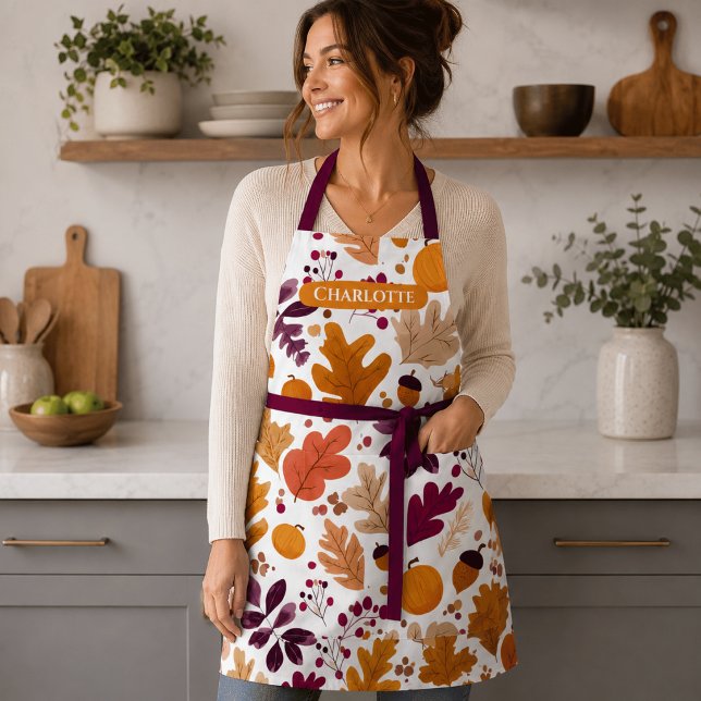 Personalised Fall – Autumn Leaves & Acorns Name Apron (Creator Uploaded)