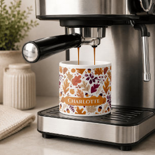 Personalised Fall – Autumn Leaves & Acorns Name Espresso Cup