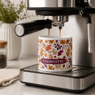 Personalised Fall – Autumn Leaves & Acorns Name Espresso Cup