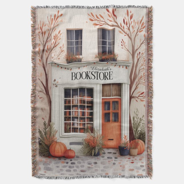 Personalised Fall Book Lover Throw Blanket (Front Vertical)