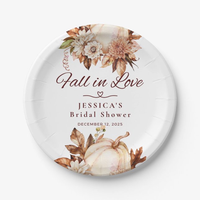 Personalised Fall Bridal Shower Plates (Front)