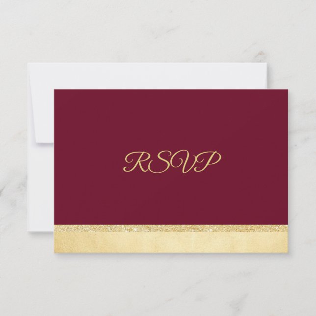 Personalised Fall Burgundy Gold RSVP Wedding Card (Front)