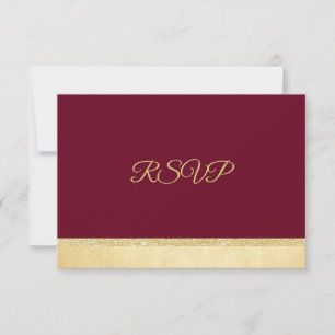 Personalised Fall Burgundy Gold RSVP Wedding Card