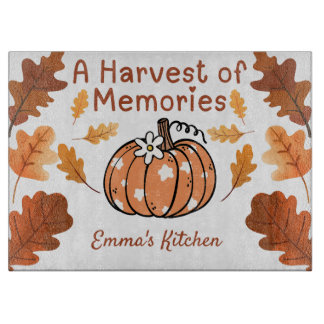 Personalised Fall Glass Cutting Board