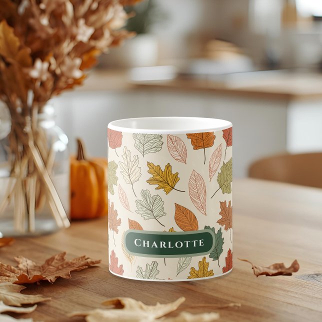 Personalised Fall Leaf Name Gift Coffee Mug (Creator Uploaded)
