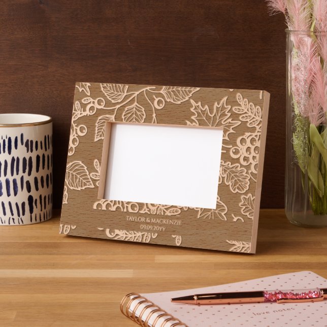 Personalised Fall Leaf Patterned  Etched Frames (Left)