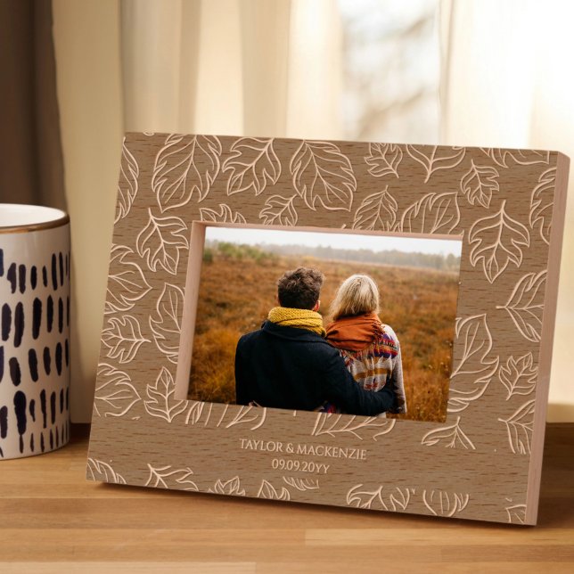 Personalised Fall Leaf Patterned  Etched Frames (Personalized Fall Leaf Patterned Etched Frames by Ricaso. A stunning gift idea. Add your own text)