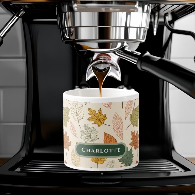 Personalised Fall Leaves – Cosy Autumn Custom Name Espresso Cup (Creator Uploaded)