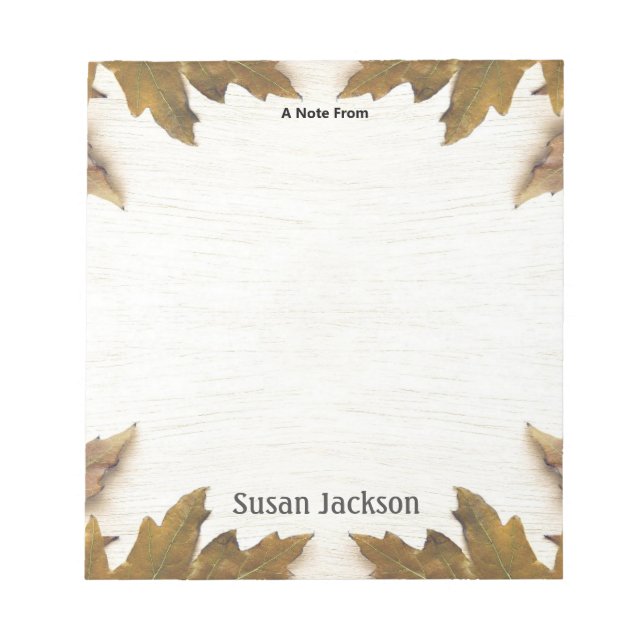 Personalised Fall Leaves Tree Bark Notepad (Front)