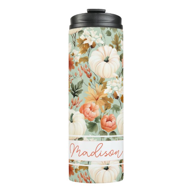 Personalised Fall Pattern Thermal Tumbler (Front)