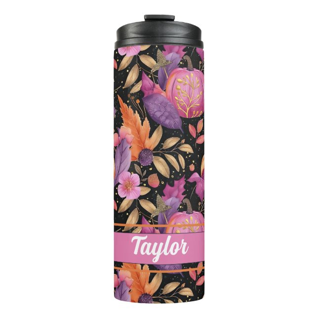 Personalised Fall Pattern Thermal Tumbler (Front)