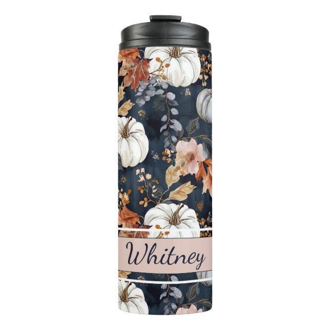 Personalised Fall Pattern Thermal Tumbler (Front)