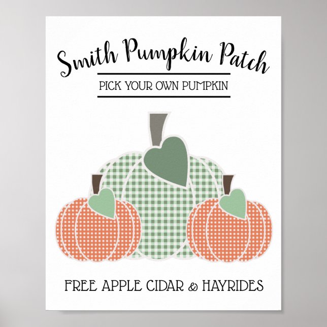 Personalised Fall Plaid Pumpkin Patch Print (Front)