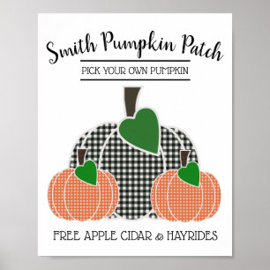 Personalised Fall Plaid Pumpkin Patch Print