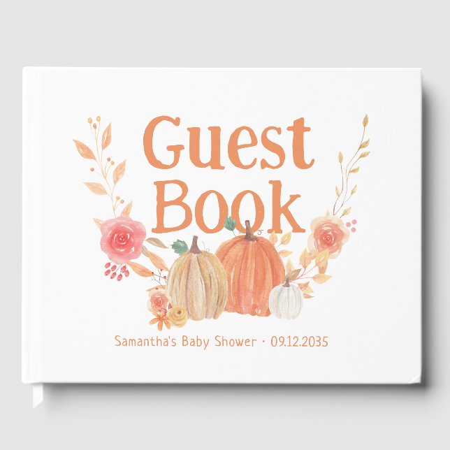 Personalised Fall Pumpkin Baby Shower Guest Book (Front)