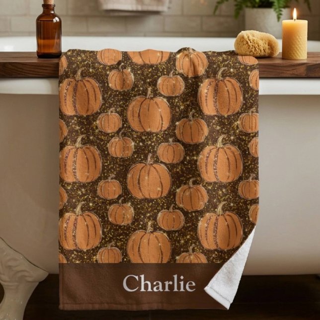 Personalised Fall Pumpkin Bath Towel (Creator Uploaded)