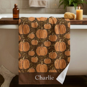 Personalised Fall Pumpkin Beach Towel